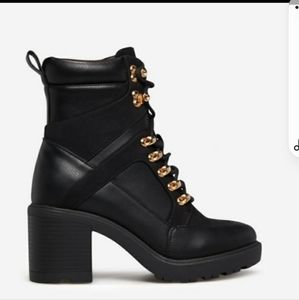 Edde lace up heeled boots, black,  size 9.5